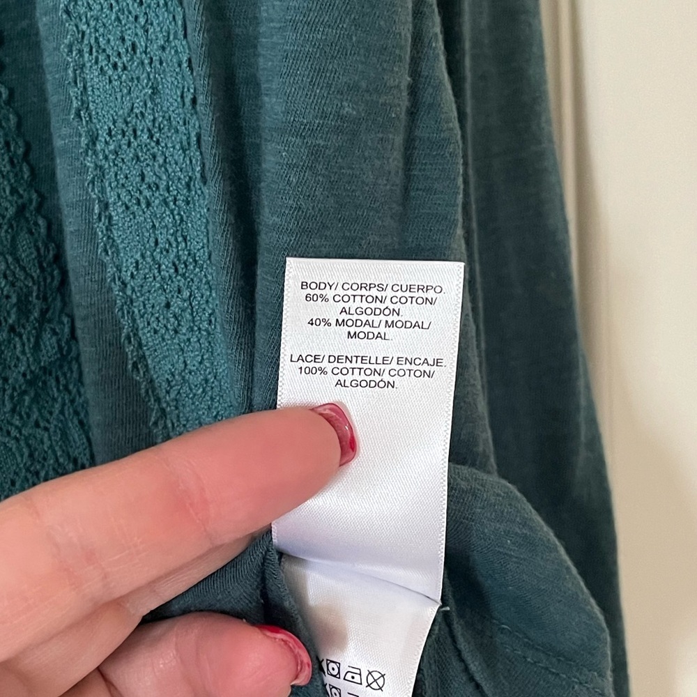 Lucky Brand Teal Long Sleeve Boho Blouse Women’s Size Small - Picture 4 of 12